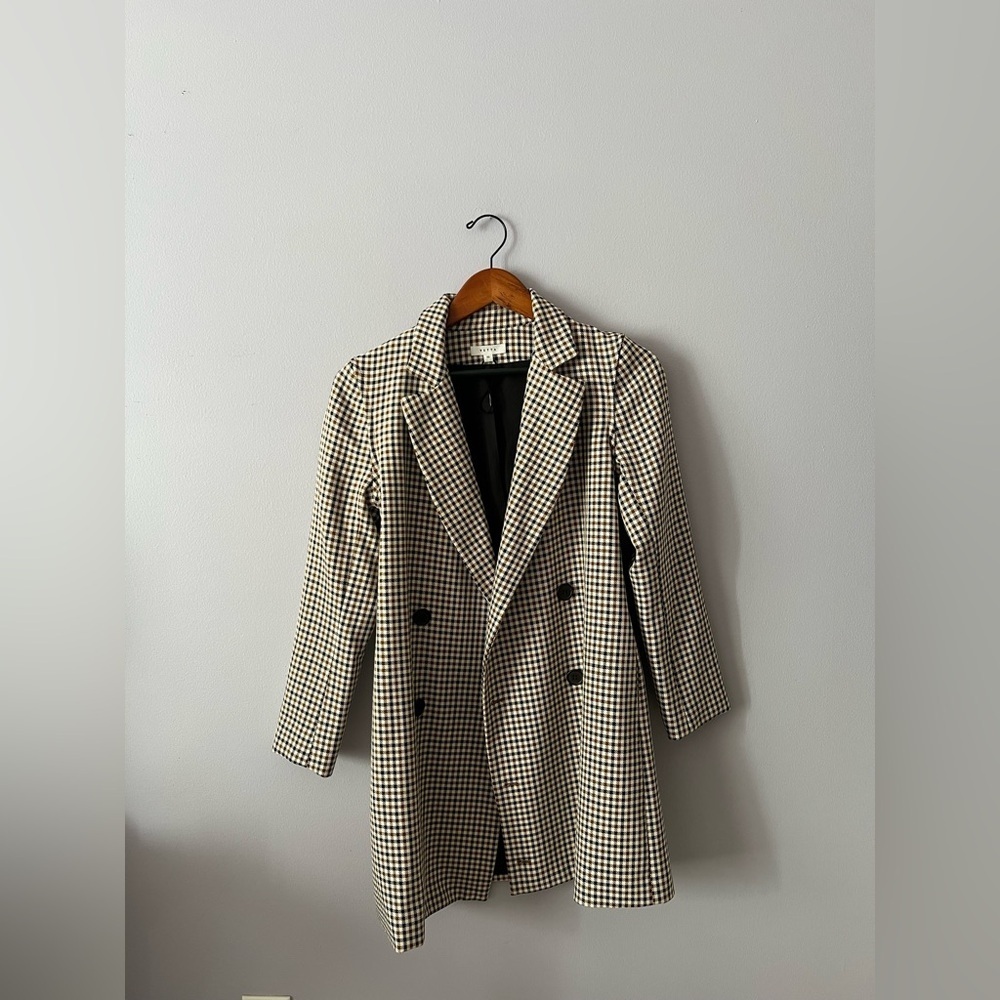 VETTA Black and Cream Checkered Blazer